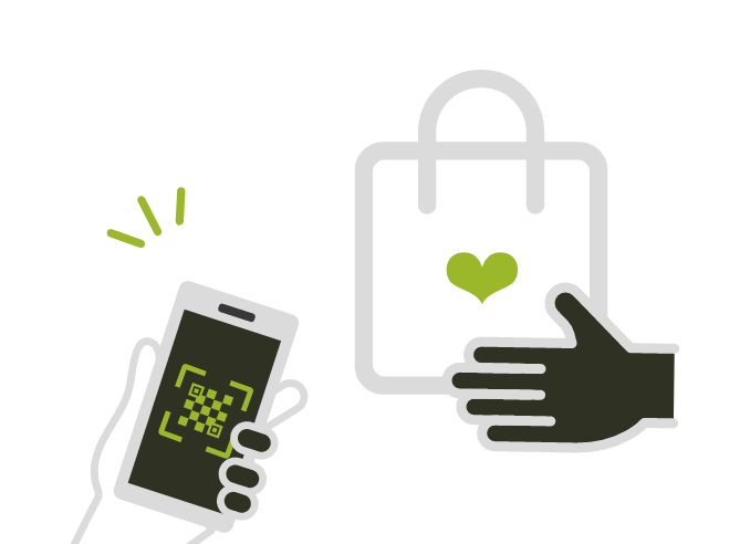 QRコードを読み取って商品をお渡し